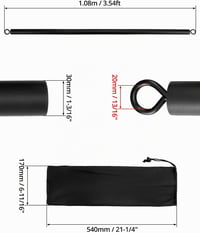 QWORK pilates tyč s odporovými gumami, 3-dielna, 108 cm, max. 360 kg 2