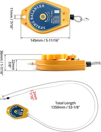 QWORK Rugós Szerszámtartó Emelő 0,5-1,5 kg Terheléshez Függesztett Szerszámokhoz - 0.5-1.5kg 5