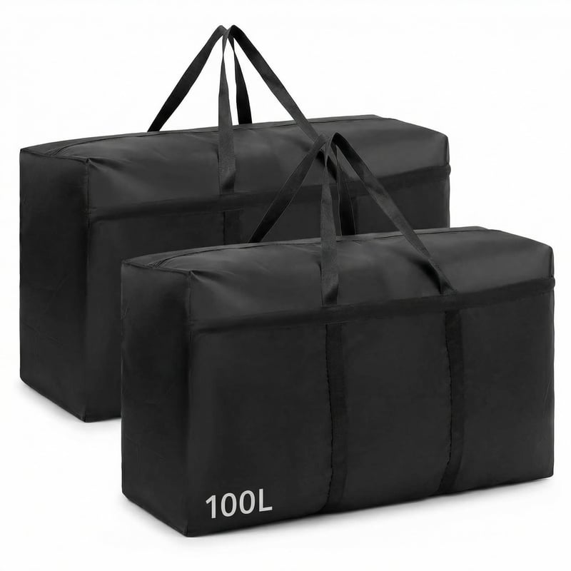 Úložná taška QWORK so zipsom 2 ks, 100 l, vodoodolný materiál Oxford na oblečenie a posteľnú bielizeň, 80 x 45 x 25 cm