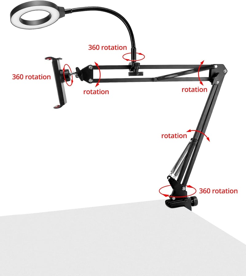 QWORK Tripod Telefontartó Ring Light-tal Élő Közvetítéshez és Videózáshoz