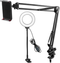 QWORK Tripod Telefontartó Ring Light-tal Élő Közvetítéshez és Videózáshoz 7