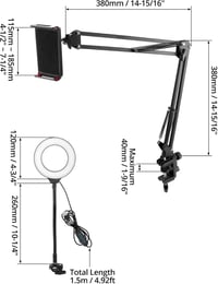 QWORK Tripod Telefontartó Ring Light-tal Élő Közvetítéshez és Videózáshoz 6