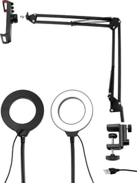QWORK Tripod Telefontartó Ring Light-tal Élő Közvetítéshez és Videózáshoz 8