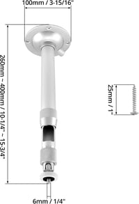 QWORK univerzális projektor fali/mennyezeti tartó állítható 20-40 cm, 1/4" menet 6