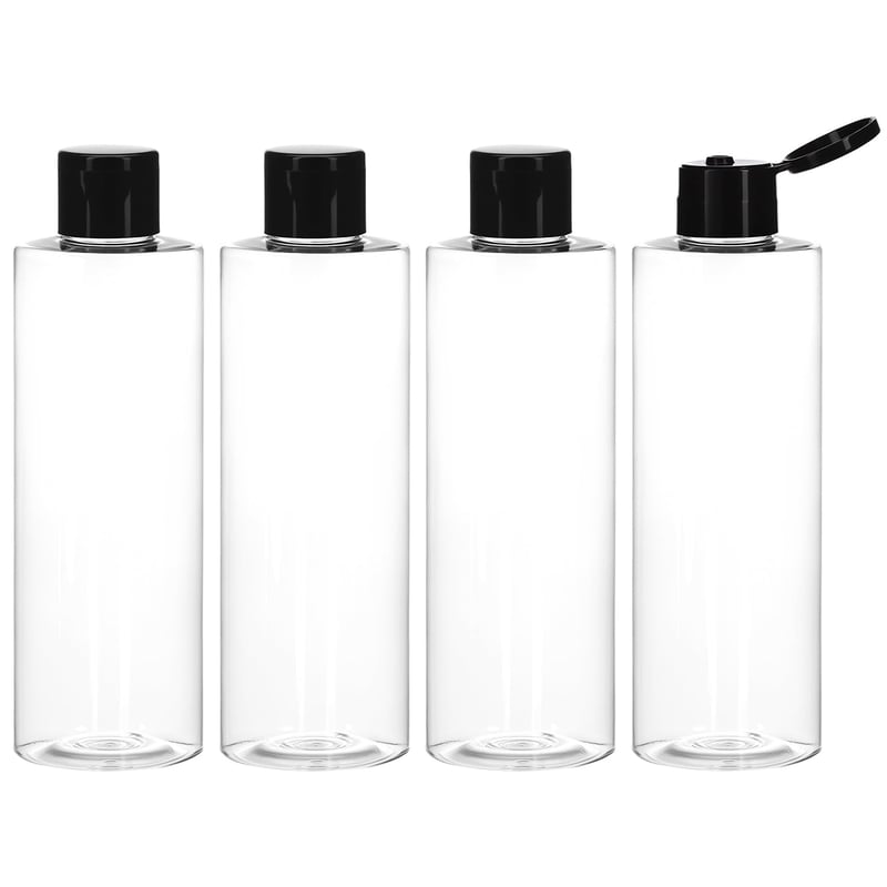 Set 4 sticle de călătorie QWORK, 250 ml, recipiente din plastic reîncărcabile cu capac flip-top pentru cosmetice, șampon și călătorii