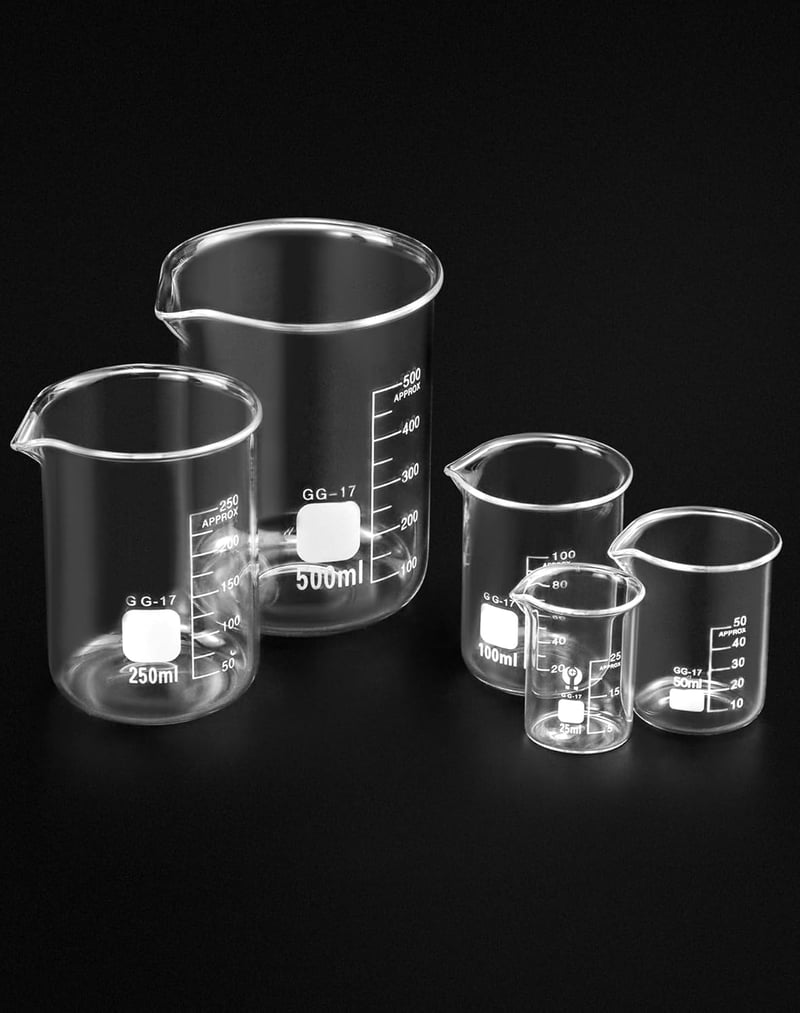 QWORK Üveg Mérőpohár Készlet 5 db Laboratóriumi Konyhai Használatra