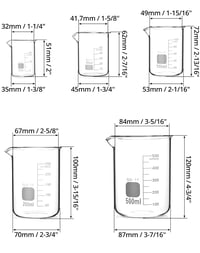 QWORK Üveg Mérőpohár Készlet 5 db Laboratóriumi Konyhai Használatra 6