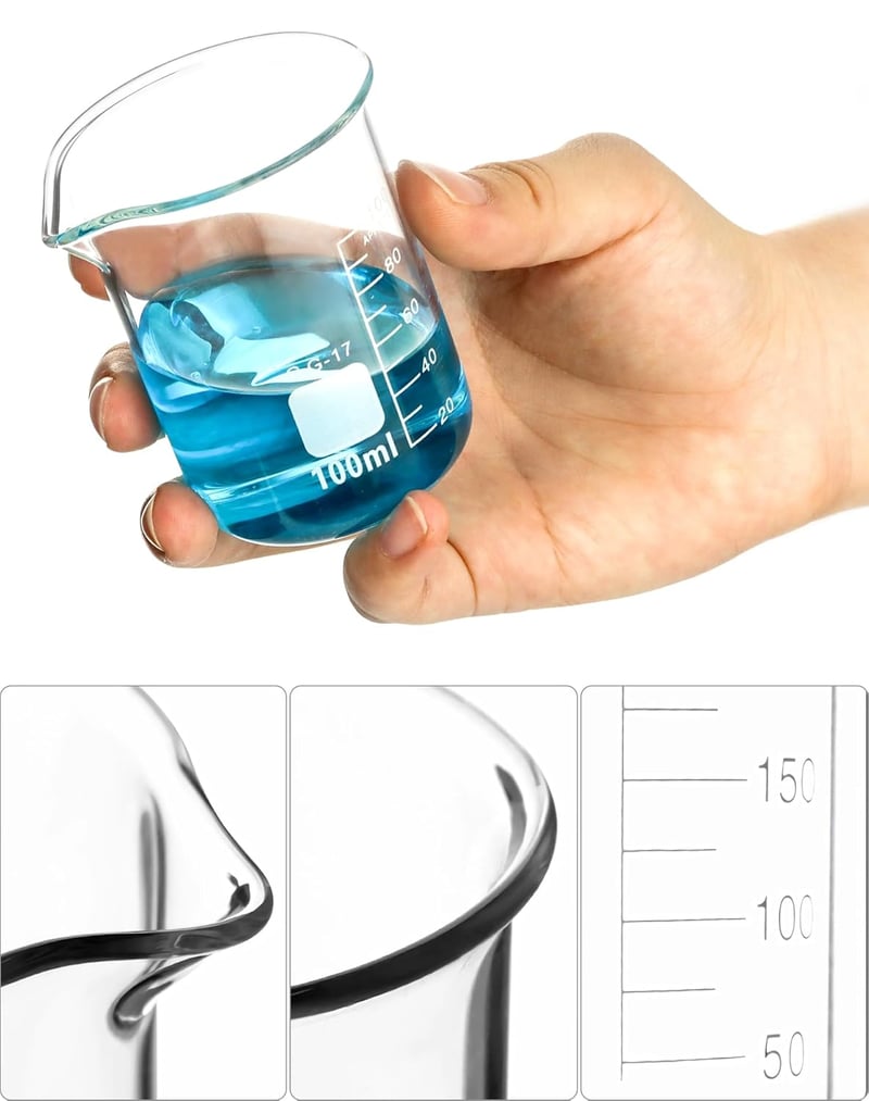 QWORK Üveg Mérőpohár Készlet 5 db Laboratóriumi Konyhai Használatra