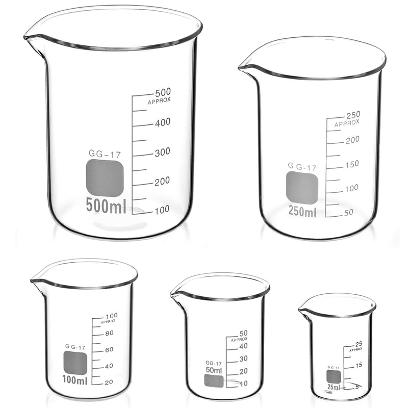 QWORK Üveg Mérőpohár Készlet 5 db Laboratóriumi Konyhai Használatra