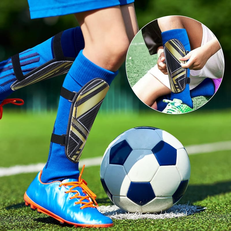Qyrrvxy Gyerek Schienbeinschoner Futballhoz Bokavédelemmel és Hosszú Szíjakkal