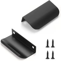 QZKJQDD 2 bucăți mâner de mobilier ascuns, mâner de ușă curbat, negru mat, 80 mm, aluminiu, pentru dulap de bucătărie, garderobă, baie 1