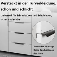 QZKJQDD 2 bucăți mâner de mobilier ascuns, mâner de ușă curbat, negru mat, 80 mm, aluminiu, pentru dulap de bucătărie, garderobă, baie 5
