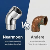 Adaptor pentru cap de duș QZKJQDD pentru duș manual, cot 135 grade, pentru braț de duș de 1/2 inch, ABS, cu inel de cauciuc rotativ 5