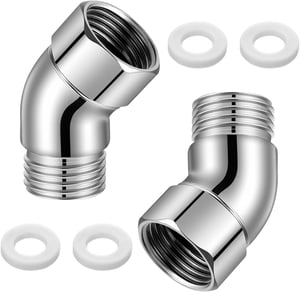 Adaptor pentru cap de duș QZKJQDD pentru duș manual, cot 135 grade, pentru braț de duș de 1/2 inch, ABS, cu inel de cauciuc rotativ