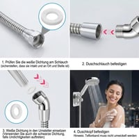 Adaptor pentru cap de duș QZKJQDD pentru duș manual, cot 135 grade, pentru braț de duș de 1/2 inch, ABS, cu inel de cauciuc rotativ 6