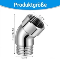 Adaptor pentru cap de duș QZKJQDD pentru duș manual, cot 135 grade, pentru braț de duș de 1/2 inch, ABS, cu inel de cauciuc rotativ 2