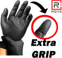 R MOVE 100 db fekete nitril eldobható kesztyű, extra vastag, pormentes, latexmentes M méret 6