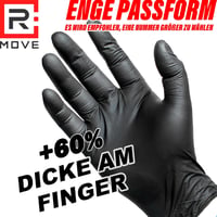 R MOVE 100 db fekete nitril eldobható kesztyű, extra vastag, pormentes, latexmentes M méret 2