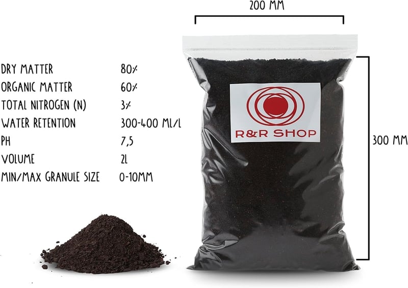 R&R SHOP 100% Olasz Bio Férgikomposzт Semleges pH Talajjavító Növényekhez 2L