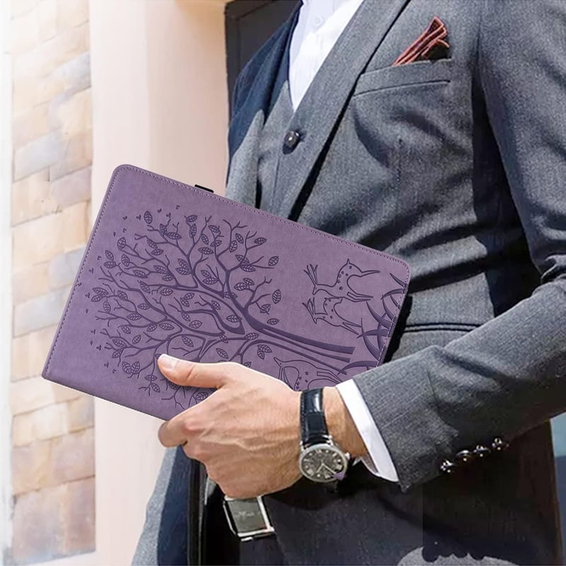 R.SHENGTE Samsung Galaxy Tab S2 9.7" Tok Lila PU Bőr Kártyatartó Állvánnyal