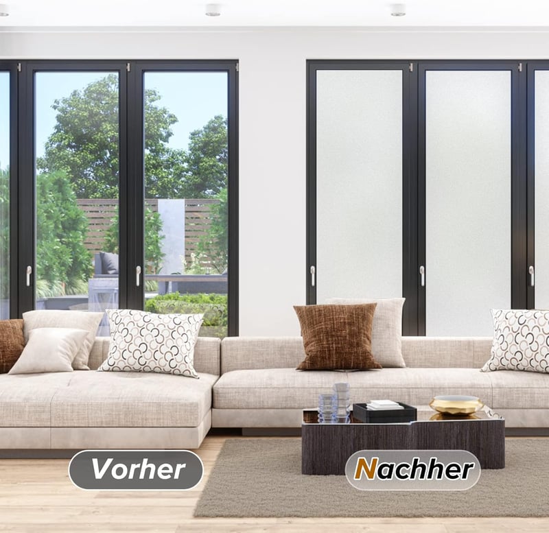 rabbitgoo Matt opak ablakfólia homályos üveg hatással UV védelemmel, statikus öntapadó, ragasztófólia nélkül 90 x 300 cm magánszféra