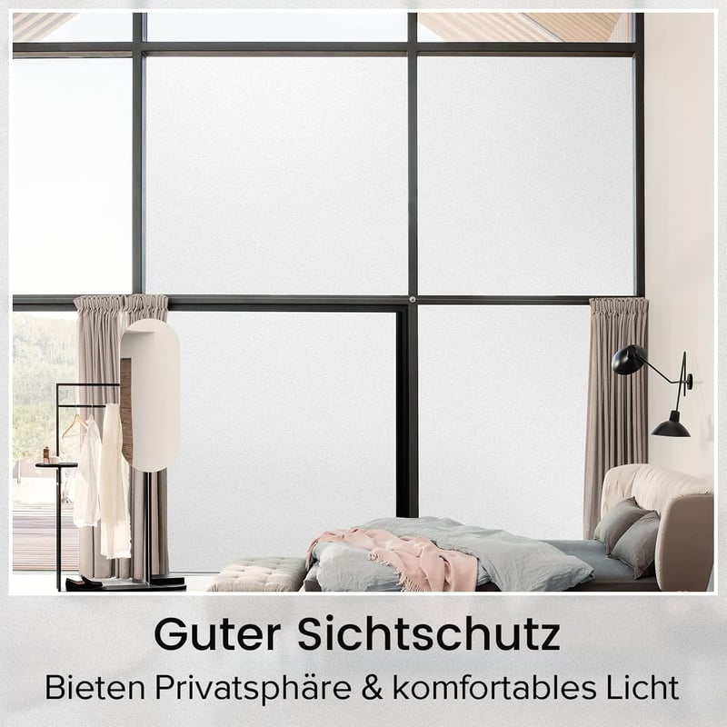 rabbitgoo Ablakfólia Mattított Üveghatás 75x200cm Önműködő Ragasztás UV Védelem