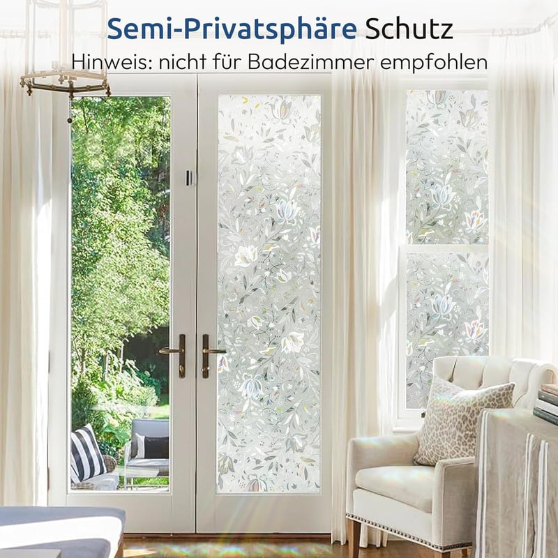 rabbitgoo Ablakfólia Öntapadós Tulipán Minta 75x200cm Dekoratív Privátfólia