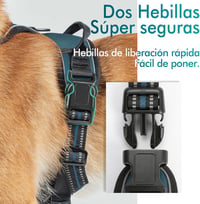 Ham pentru câini rabbitgoo, mărimea M, verde închis, cu protecție pe piept, anti-tragere, cu benzi reflectorizante, respirabil, căptușit, reglabil, pentru dresaj 7