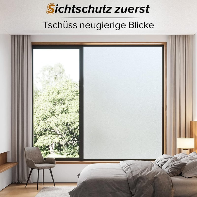 rabbitgoo Matt opak ablakfólia homályos üveg hatással UV védelemmel, statikus öntapadó, ragasztófólia nélkül 90 x 300 cm magánszféra
