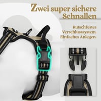 Ham pentru câini rabbitgoo No Pull, mărimea S, ham reglabil pentru piept, respirabil, cu control anti-tragere, benzi reflectorizante, kaki, pentru plimbări 4