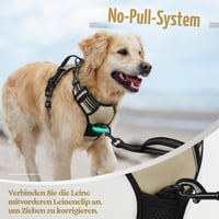 Ham pentru câini rabbitgoo No Pull, mărimea S, ham reglabil pentru piept, respirabil, cu control anti-tragere, benzi reflectorizante, kaki, pentru plimbări 6