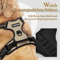 Ham pentru câini rabbitgoo No Pull, mărimea S, ham reglabil pentru piept, respirabil, cu control anti-tragere, benzi reflectorizante, kaki, pentru plimbări 3