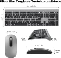 RaceGT Wireless Billentyűzet és Egér Szett, Ergonomikus, Újratölthető, 2.4 GHz, QWERTZ 5
