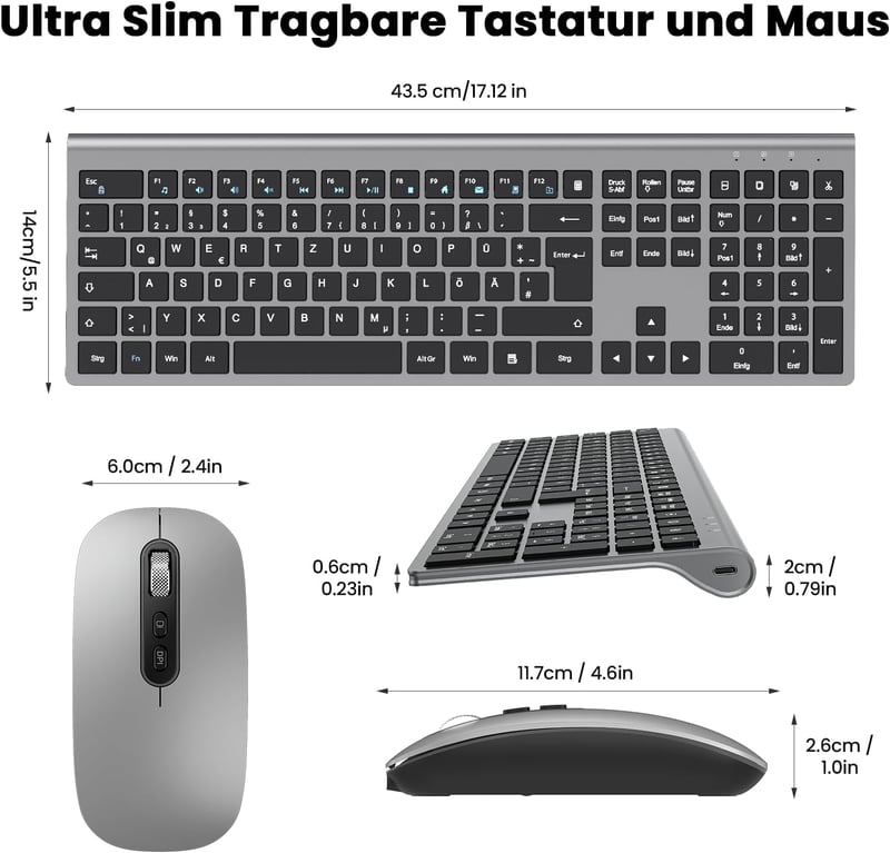 RaceGT Wireless Billentyűzet és Egér Szett, Ergonomikus, Újratölthető, 2.4 GHz, QWERTZ