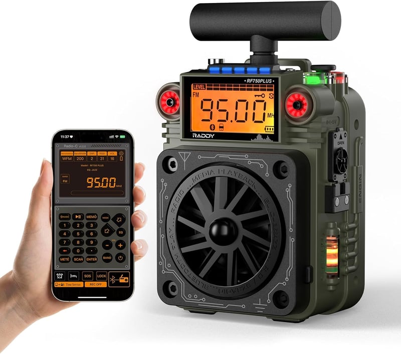 Raddy RF750 Plus hordozható rádió AM FM SW sávokkal, alkalmazásvezérléssel és SOS funkcióval