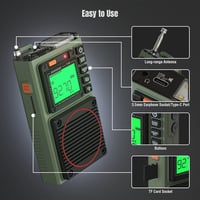 Raddy RF75A Hordozható Rádió APP Vezérléssel - AM/FM/VHF/SW Vevő Bluetooth Funkcióval, Újratölthető Zsebrádiós 3M Antennával 9