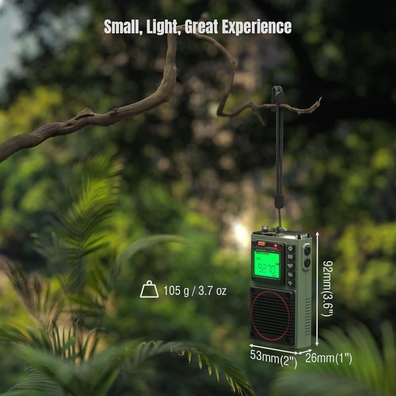 Raddy RF75A Hordozható Rádió APP Vezérléssel - AM/FM/VHF/SW Vevő Bluetooth Funkcióval, Újratölthető Zsebrádiós 3M Antennával