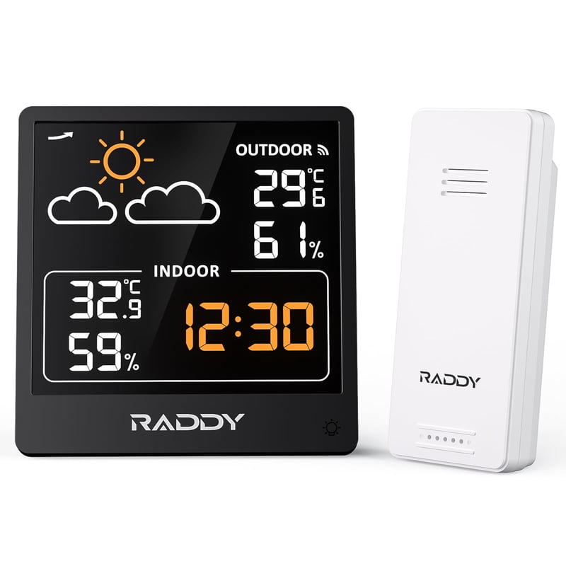 Meteorologická stanica Raddy WF-50, vnútorný a vonkajší teplomer a vlhkomer, 5,0-palcový VA displej, USB-C, monitor maximálnej a minimálnej teploty a vlhkosti