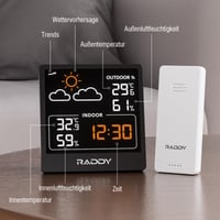 Meteorologická stanica Raddy WF-50, vnútorný a vonkajší teplomer a vlhkomer, 5,0-palcový VA displej, USB-C, monitor maximálnej a minimálnej teploty a vlhkosti 2