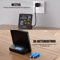Meteorologická stanica Raddy WF-50, vnútorný a vonkajší teplomer a vlhkomer, 5,0-palcový VA displej, USB-C, monitor maximálnej a minimálnej teploty a vlhkosti 5