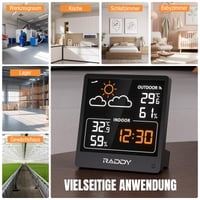 Meteorologická stanica Raddy WF-50, vnútorný a vonkajší teplomer a vlhkomer, 5,0-palcový VA displej, USB-C, monitor maximálnej a minimálnej teploty a vlhkosti 8
