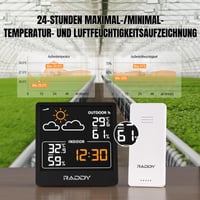 Meteorologická stanica Raddy WF-50, vnútorný a vonkajší teplomer a vlhkomer, 5,0-palcový VA displej, USB-C, monitor maximálnej a minimálnej teploty a vlhkosti 6