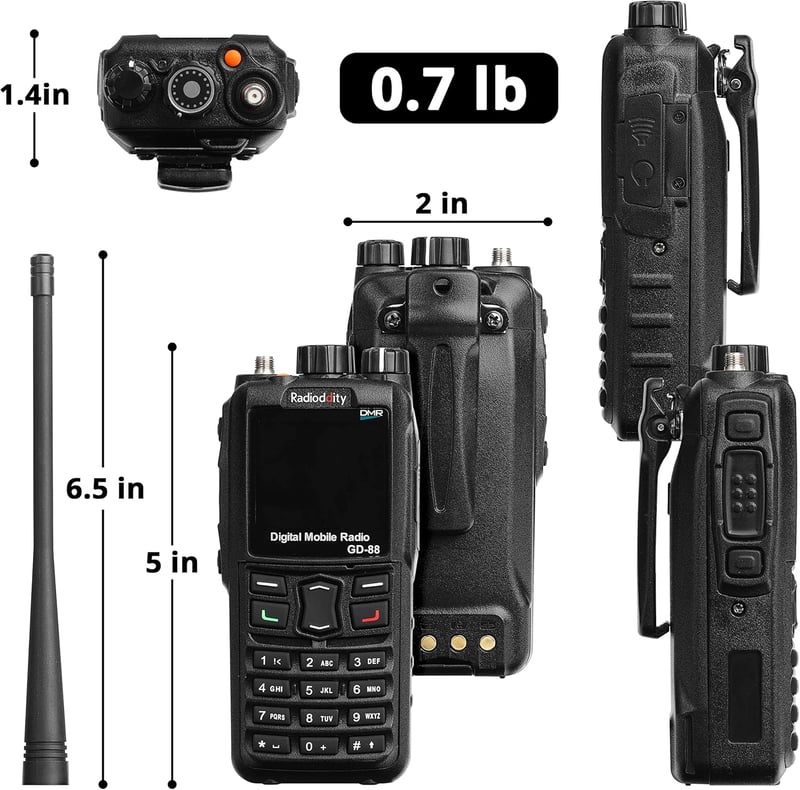 Radioddity GD-88 DMR Analóg 7W Kézi Rádió VHF UHF Duál Sávos Amatőr Rádiózáshoz