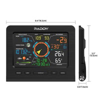 WiFi meteorologická stanica Radioddity Raddy WF-100C Lite s vonkajším senzorom, profesionálna meteorologická stanica 14-v-1, 10-palcový farebný displej, anemometer a zrážkomer, teplomer, barometer 4