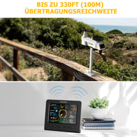 WiFi meteorologická stanica Radioddity Raddy WF-100C Lite s vonkajším senzorom, profesionálna meteorologická stanica 14-v-1, 10-palcový farebný displej, anemometer a zrážkomer, teplomer, barometer 3