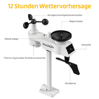 WiFi meteorologická stanica Radioddity Raddy WF-100C Lite s vonkajším senzorom, profesionálna meteorologická stanica 14-v-1, 10-palcový farebný displej, anemometer a zrážkomer, teplomer, barometer 5
