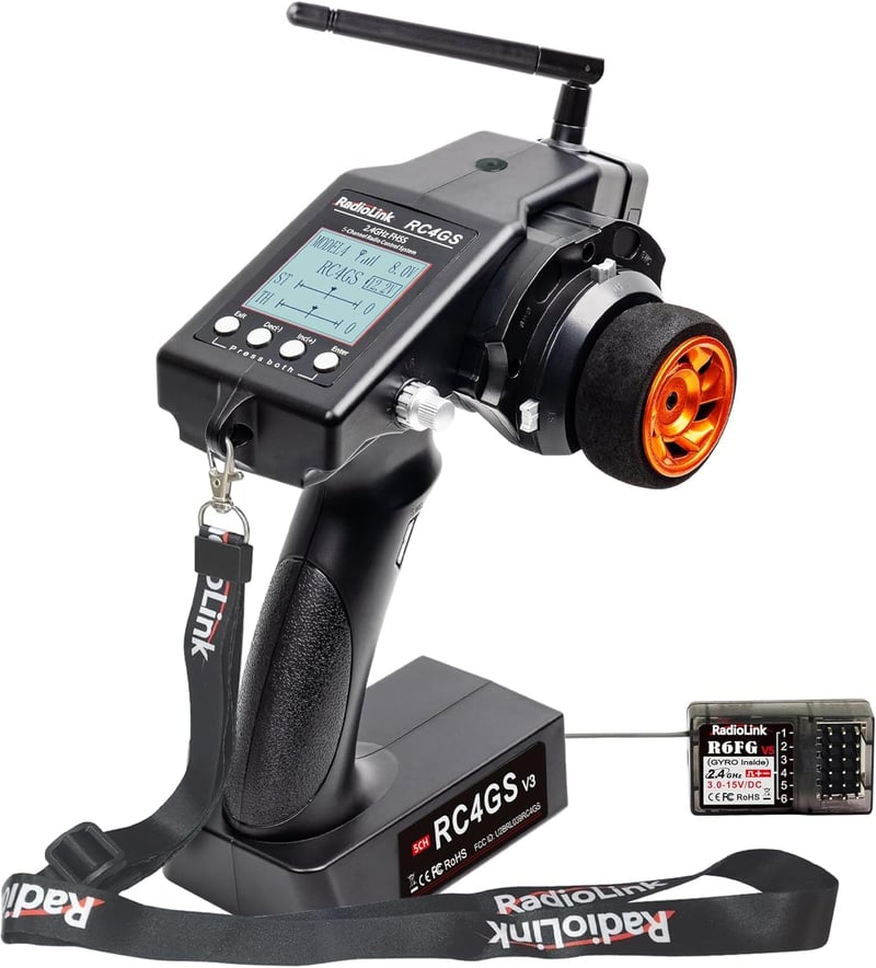 Radiolink RC4GS V3 5 csatornás távirányító giroszkóppal 2.4GHz autóhoz drónhoz