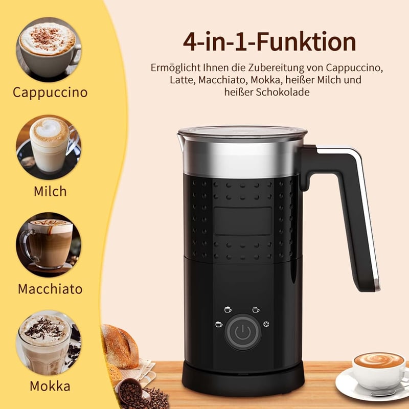 Rafow 4 az 1-ben elektromos tejhabosító 300ml automata csendes forró hideg hab