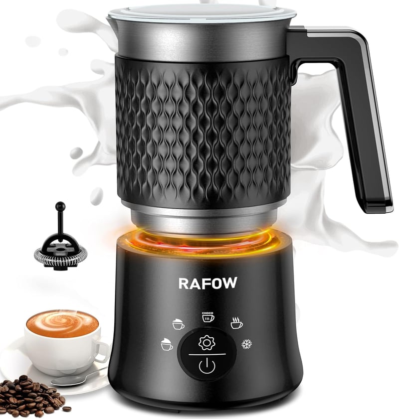 Rafow 5 az 1-ben elektromos tejhabosító 350ml, automata tejgőzölő forró és hideg tejhez
