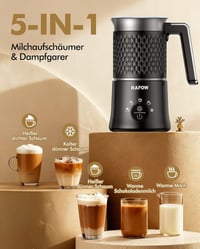 Rafow 5 az 1-ben elektromos tejhabosító 350ml, automata tejgőzölő forró és hideg tejhez 2